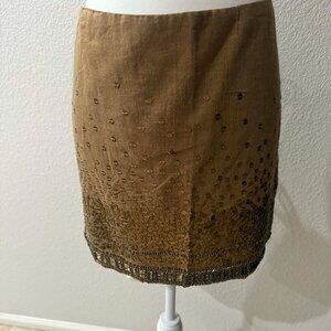 J.Lo by Jennifer Lopez gold sequin and beaded mini skirt [Sz. 6]